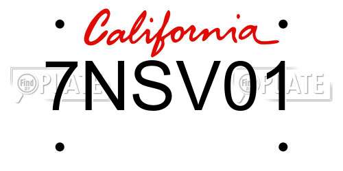 7NSV01 California License Plate
