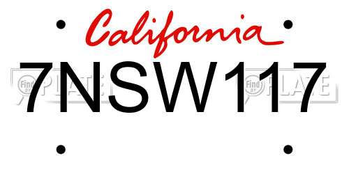 7NSW117 California License Plate
