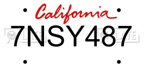 7NSY487 California License Plate