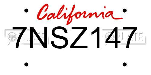 7NSZ147 California License Plate