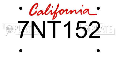 7NT152 California License Plate