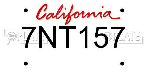 7NT157 California License Plate