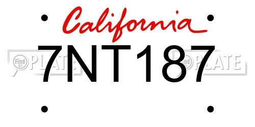 7NT187 California License Plate