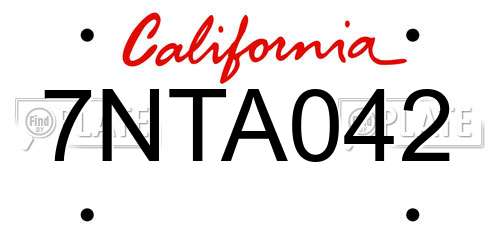 7NTA042 California License Plate