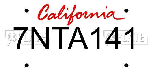 7NTA141 California License Plate