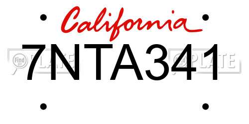 7NTA341 California License Plate