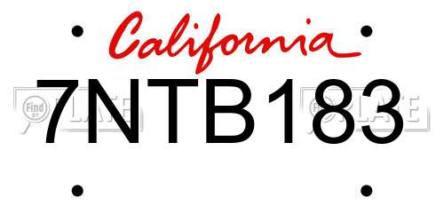 7NTB183 California License Plate