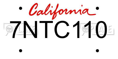 7NTC110 California License Plate