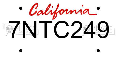 7NTC249 California License Plate