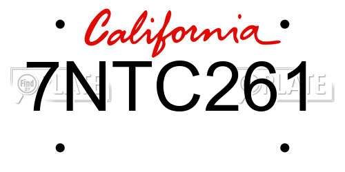 7NTC261 California License Plate