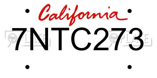 7NTC273 California License Plate