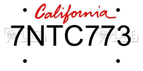 7NTC773 California License Plate