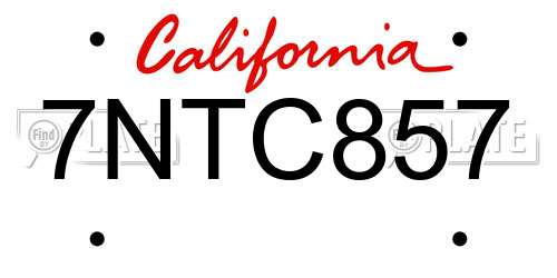 7NTC857 California License Plate