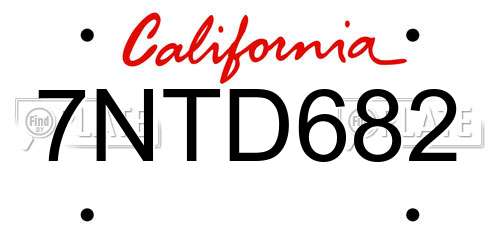 7NTD682 California License Plate