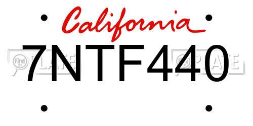 7NTF440 California License Plate