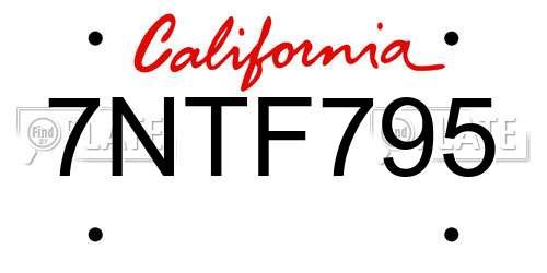 7NTF795 California License Plate