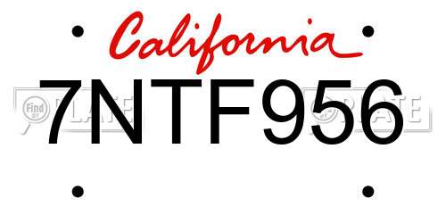 7NTF956 California License Plate