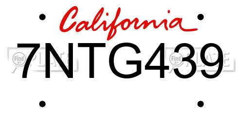 7NTG439 California License Plate