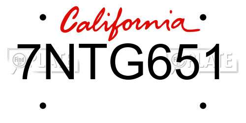 7NTG651 California License Plate