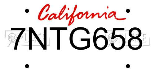 7NTG658 California License Plate