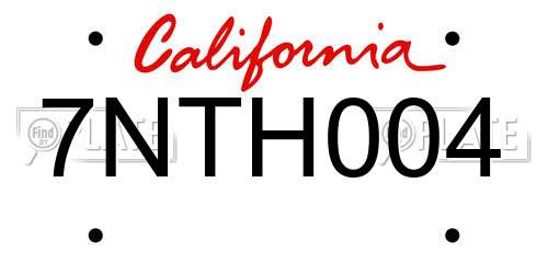 7NTH004 California License Plate