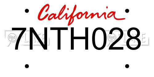 7NTH028 California License Plate