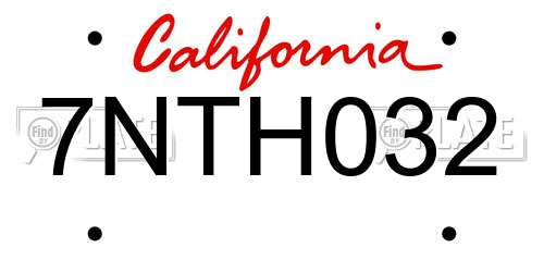7NTH032 California License Plate