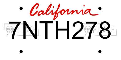 7NTH278 California License Plate