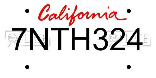 7NTH324 California License Plate