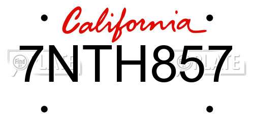 7NTH857 California License Plate