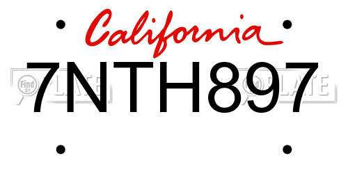 7NTH897 California License Plate
