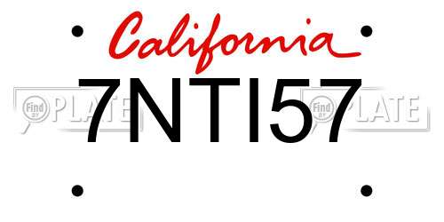 7NTI57 California License Plate