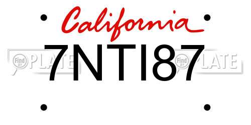 7NTI87 California License Plate