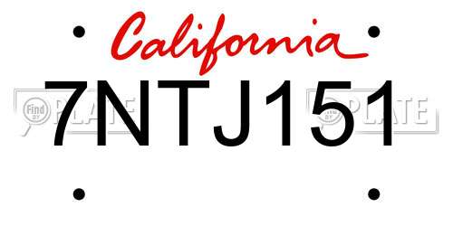 7NTJ151 California License Plate