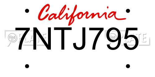 7NTJ795 California License Plate