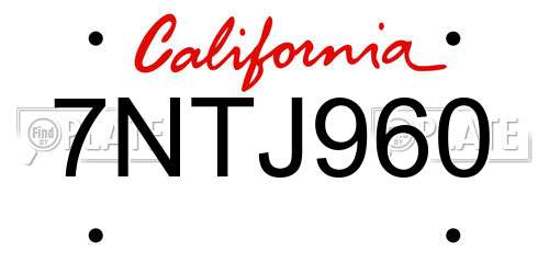 7NTJ960 California License Plate
