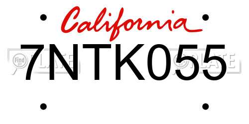 7NTK055 California License Plate
