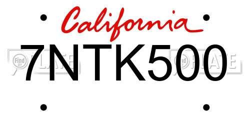 7NTK500 California License Plate