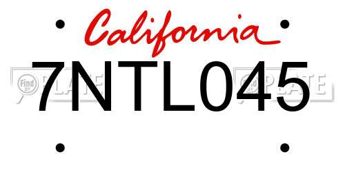 7NTL045 California License Plate