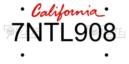 7NTL908 California License Plate