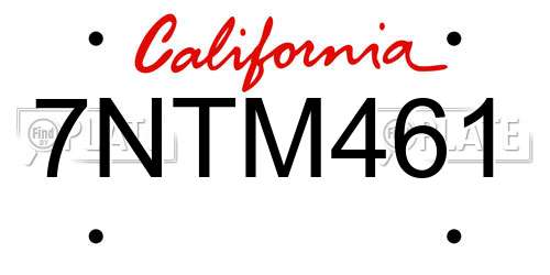 7NTM461 California License Plate