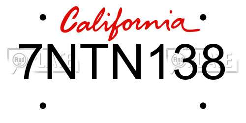 7NTN138 California License Plate