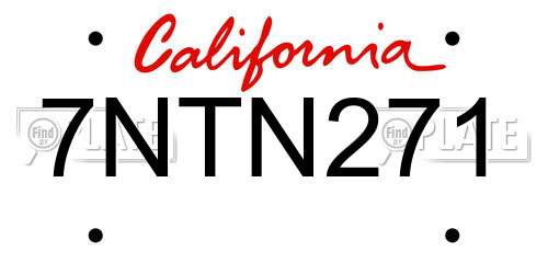 7NTN271 California License Plate