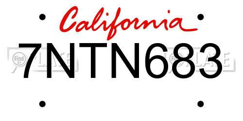 7NTN683 California License Plate