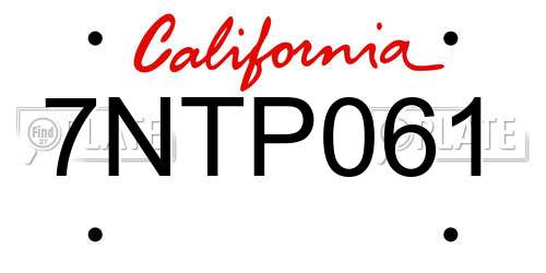 7NTP061 California License Plate