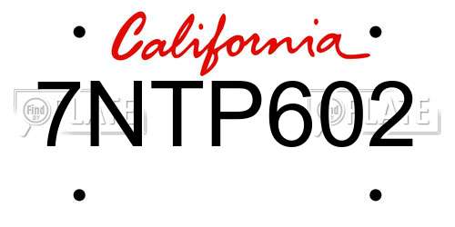 7NTP602 California License Plate