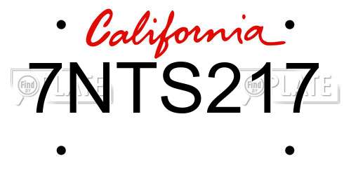 7NTS217 California License Plate