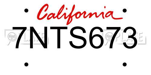 7NTS673 California License Plate