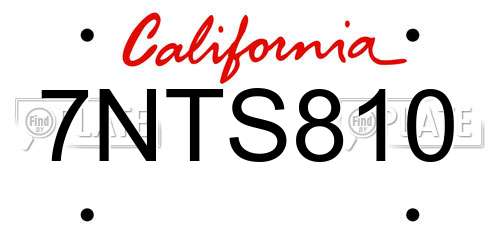 7NTS810 California License Plate