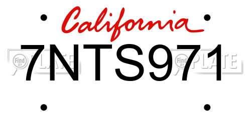 7NTS971 California License Plate